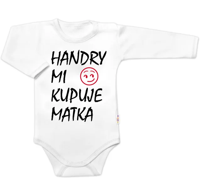 Baby Nellys Body dlouhý rukáv Handry mi kupuje matka,  bílé vel.  50