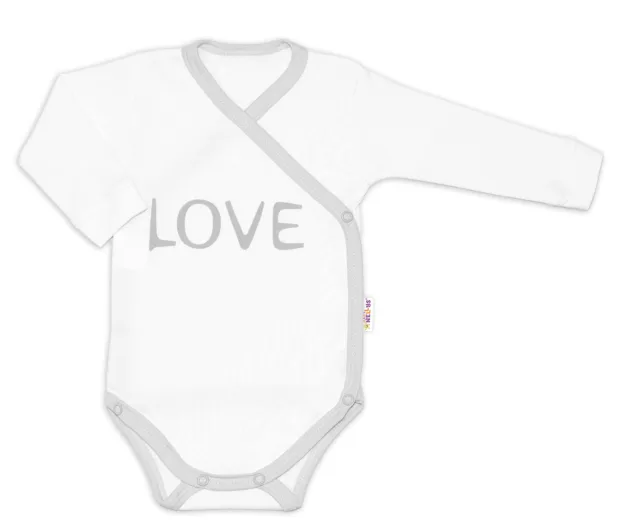 Baby Nellys Body dlouhý rukáv Love - zapínání bokem, bílé