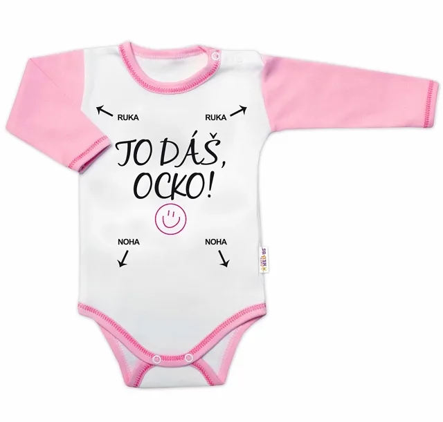 Baby Nellys Body dlouhý rukáv s vtipným textem  TO DÁŠ OCKO, holka