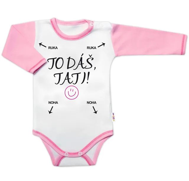 Baby Nellys Body dlouhý rukáv s vtipným textem, To dáš Tati!, vel. 86, holka