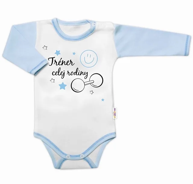 Baby Nellys Body dlouhý rukáv s vtipným textem  Trenér celej rodiny vel.  80