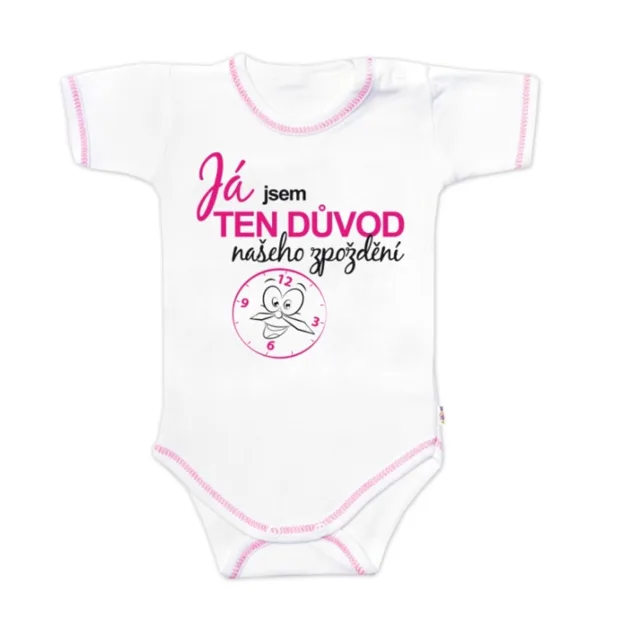 Baby Nellys Body kr.rukáv - Já jsem TEN DŮVOD našeho zpoždění,vel.74
