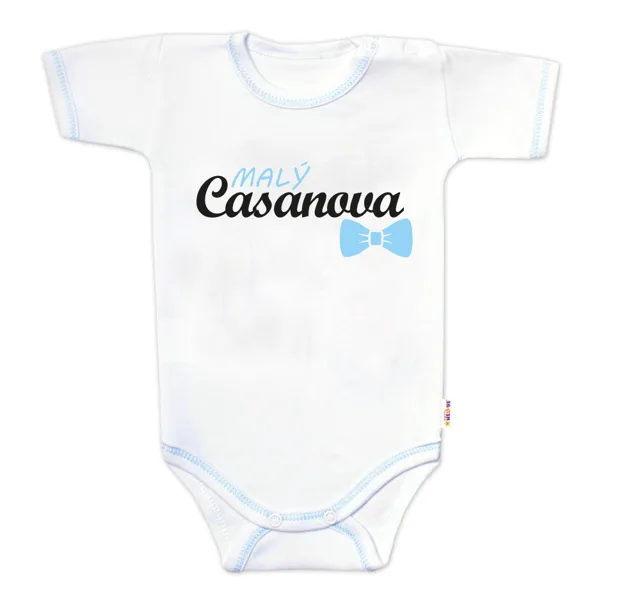 Baby Nellys Body kr. rukáv s vtipným textem, Malý Casanova, vel. 62