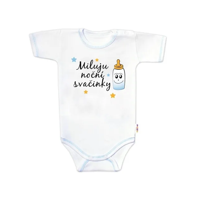 Baby Nellys Body kr. rukáv s vtipným textem, Miluju noční svačinky,56