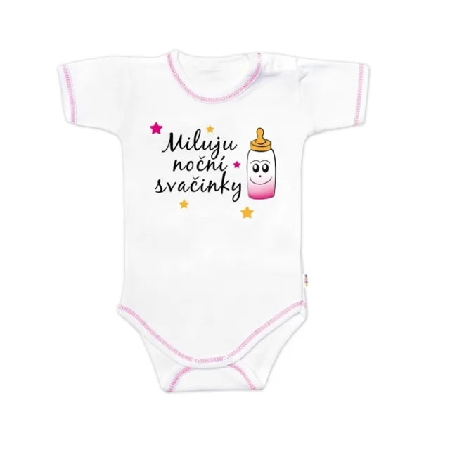 Baby Nellys Body kr. rukáv s vtipným textem, Miluju noční svačinky, vel. 80