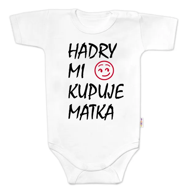Baby Nellys Body krátký rukáv Hadry mi kupuje matka,  bílé vel.  86