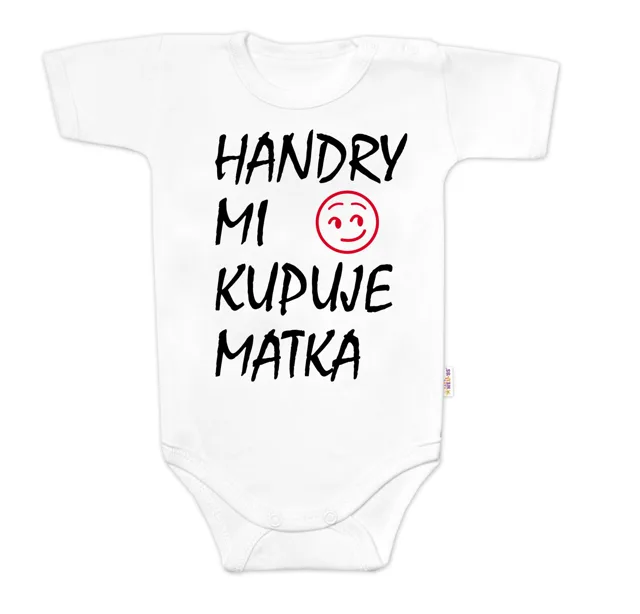 Baby Nellys Body krátký rukáv Handry mi kupuje matka,  bílé