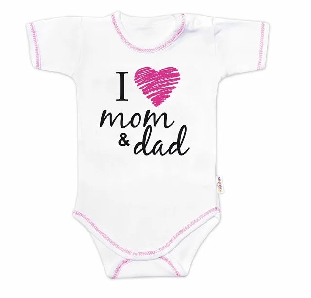 Baby Nellys Body krátký rukáv  I love mom & dad, holka vel.  86