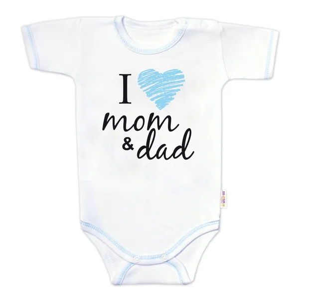 Baby Nellys Body krátký rukáv  I love mom & dad, kluk vel.  86
