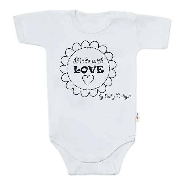 Baby Nellys Body krátký rukáv Made with love,  šedé