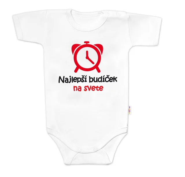 Baby Nellys Body krátký rukáv Najlepší budíček na svete,  bílé vel.  68