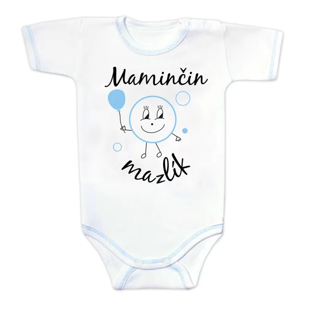 Baby Nellys Body krátký rukáv s vtipným textem, Maminčin mazlík, vel. 56