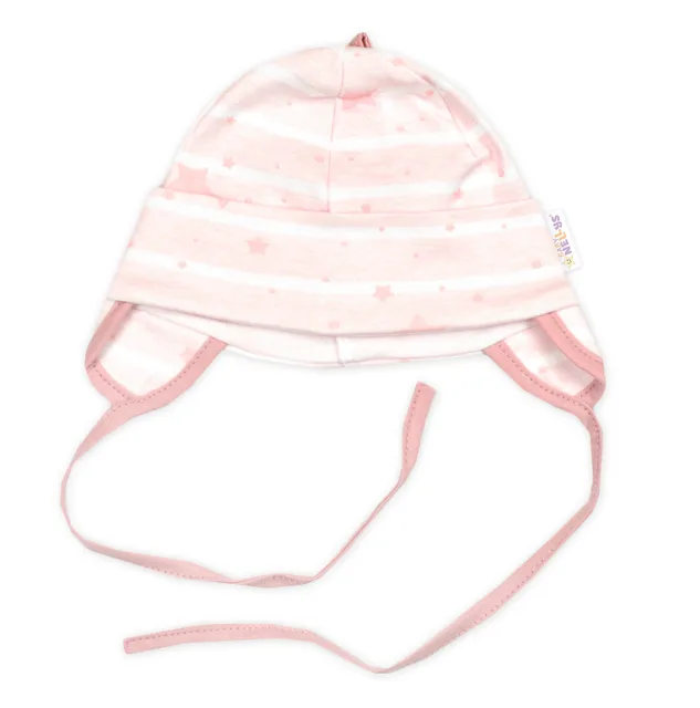 Baby Nellys Čepička pro miminko na zavazování, bavlna, Baby Stars, pastel rose, vel. 74/80 vel.  74/80