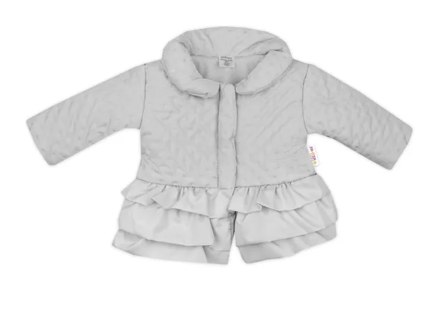 Baby Nellys Dětská přechodová bundička  s volánky, šedá, vel. 80