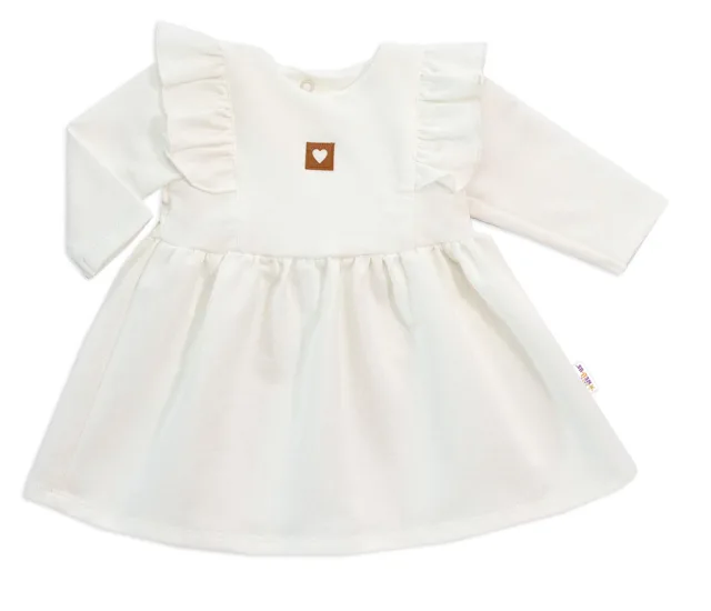 Baby Nellys Dětské teplákové šaty, tunika Vintage Love - krémové, vel. 62