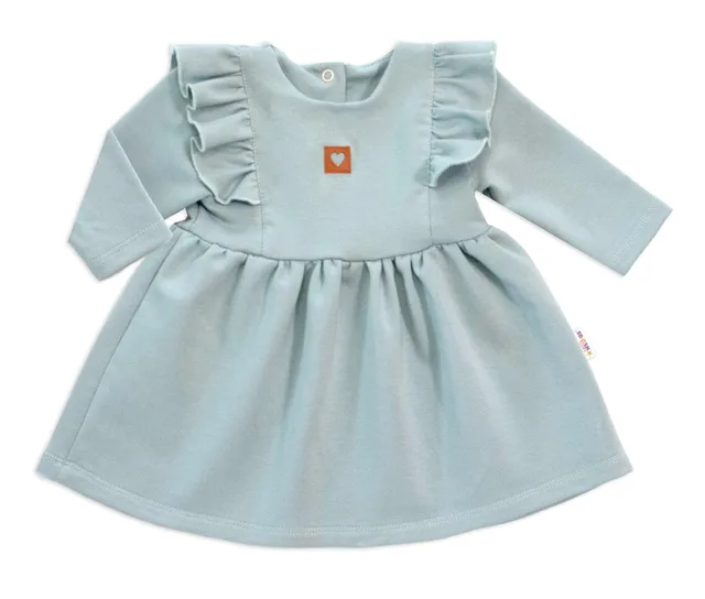 Baby Nellys Dětské teplákové šaty, tunika Vintage Love - mátové
