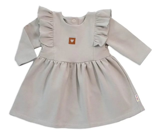 Baby Nellys Dětské teplákové šaty, tunika Vintage Love - šedé, vel. 80