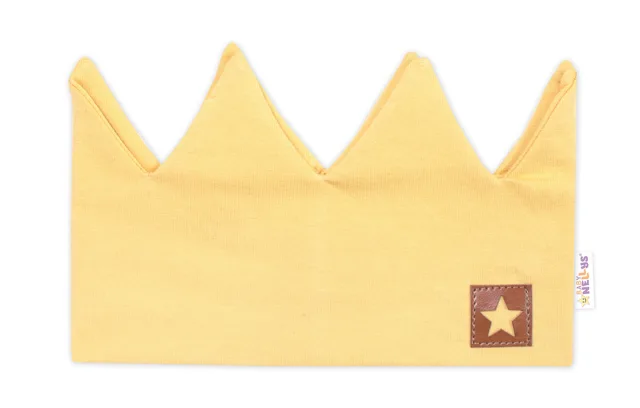 Baby Nellys Dvouvrstvá čelenka, Hand Made, bavlna, Korunka STAR - hořčicová, 104/116