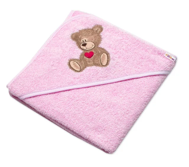 Baby Nellys Froté osuška s kapucí 80x80cm  Sweet dreams by TEDDY - růžová