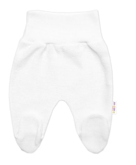 Baby Nellys Hand Made Pletené kojenecké polodupačky - bílé, vel. 56