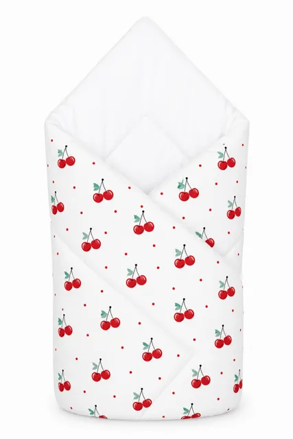 Baby Nellys Kojenecká zavinovačka Klasik - Cherries, bílá s třešničkami