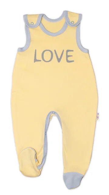 Baby Nellys Kojenecké bavlněné dupačky  Love - žluté vel.  56
