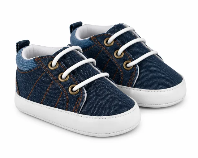 Baby Nellys Kojenecké capáčky/botičky, plátěné, jeans, Boy,  vel. 6/12 m