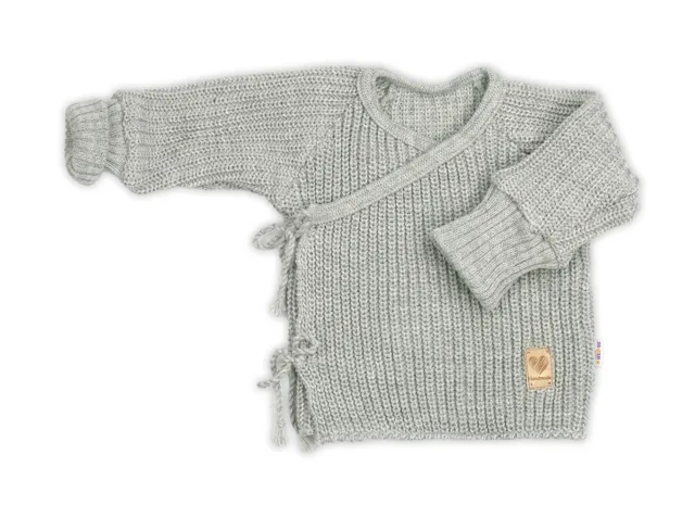 Baby Nellys Kojenecký svetřík, rostoucí, na zavazování na boku - šedý