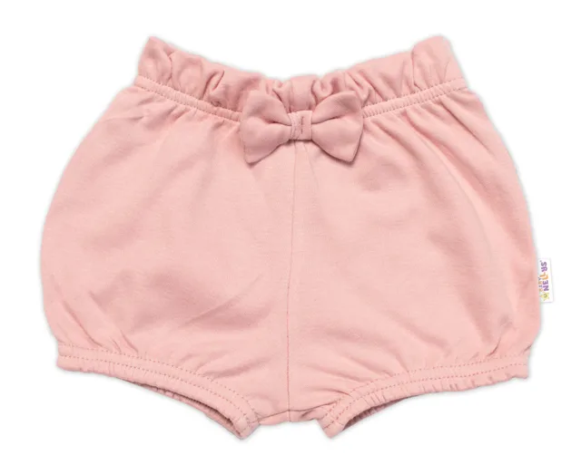 Baby Nellys Kraťásky s mašličkou , bavlna, pudrové, vel. 86 vel.  86