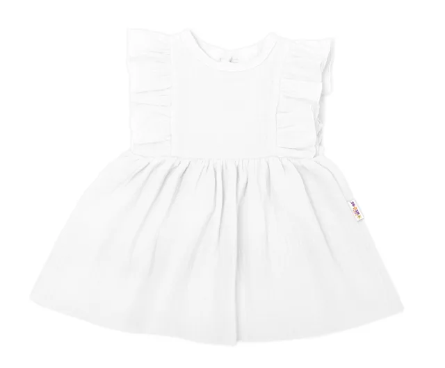 Baby Nellys Lehké mušelínové šatičky pro holčičky, bílé