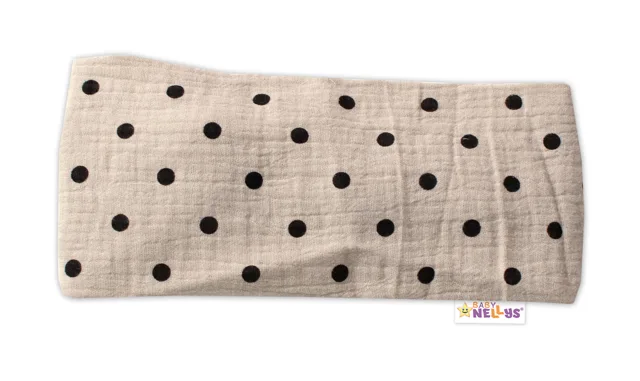 Baby Nellys Letní čelenka, bandana, mušelín, Puntík, cappuccino vel.  104/110