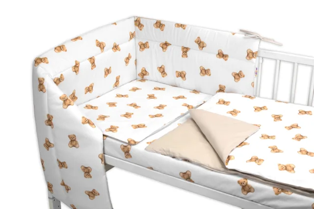 Baby Nellys Mantinel s povlečením do postýlky, 3D sada Bavlna, Míša -135x100