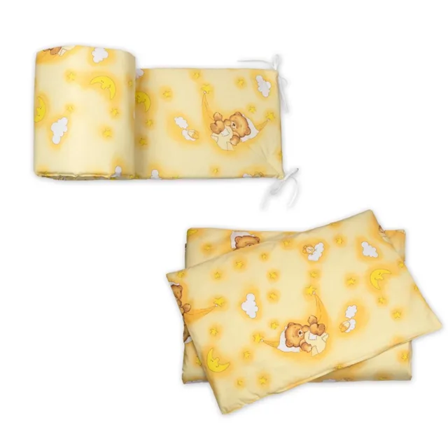 Baby Nellys Mantinel s povlečením do postýlky, 3D sada Medvídek krémový, 135x100