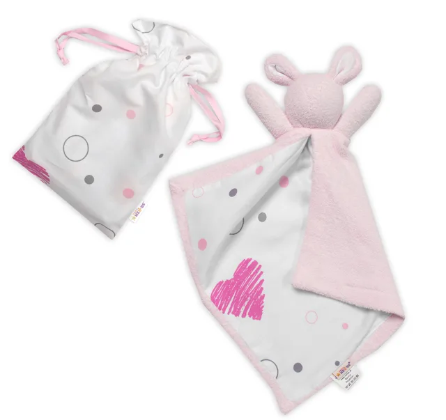 Baby Nellys Mazlík, přítulníček Zajíček, froté + bavlna, I love Girl , růžová