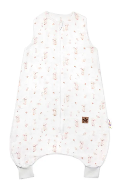Baby Nellys Mušelínový spací vak s nohavičkami GOOSE Soft, 70cm, bílá