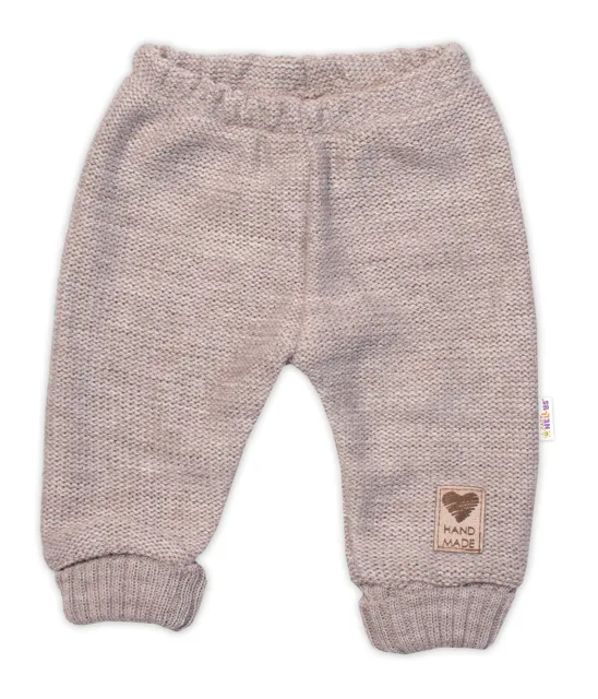 Baby Nellys Pletené kojenecké kalhoty, béžové, 80/86