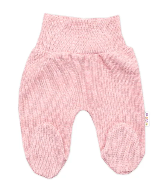 Baby Nellys Pletené kojenecké polodupačky Hand Made, růžové, vel. 68