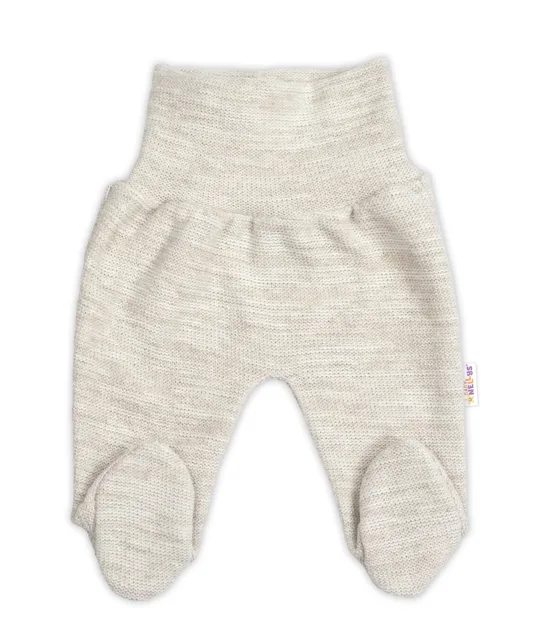 Baby Nellys Pletené kojenecké polodupačky Hand Made, světle béžové, vel. 68