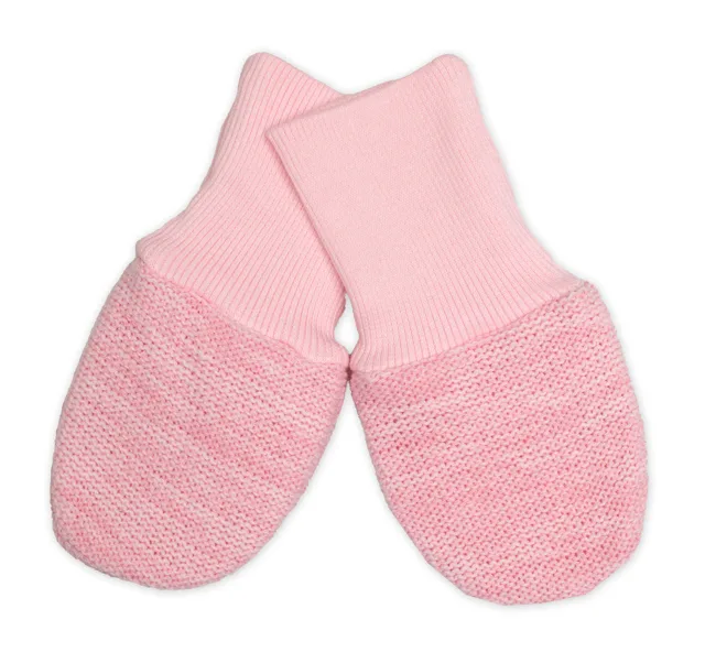 Baby Nellys Pletené  kojenecké rukavičky vel. 56/68 - 1 pár, růžový melírek