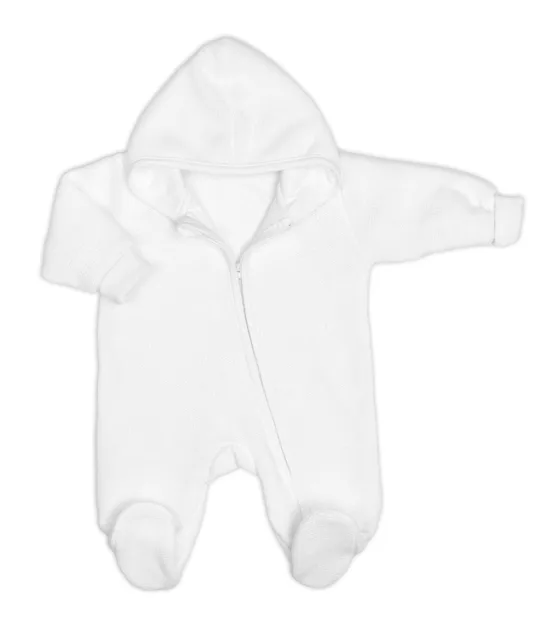 Baby Nellys Pletený overal s kapucí, CUTE - bílý, vel. 62