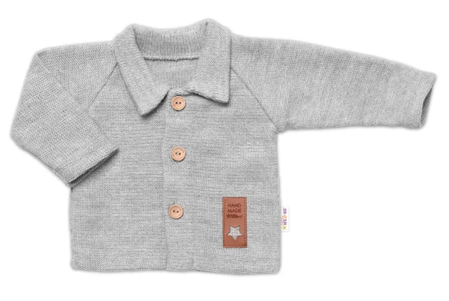 Baby Nellys Pletený svetřík s knoflíčky Boy,šedý,62
