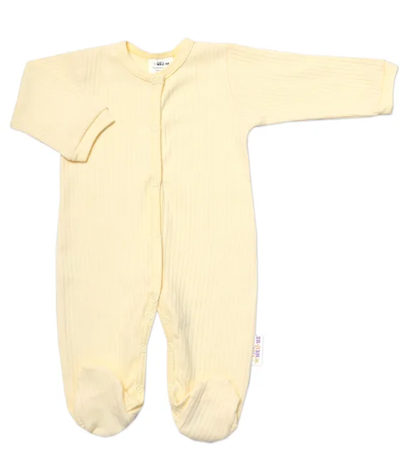 Baby Nellys Praktická 5-dílná žebrovaná soupravička do porodnice BOY, žlutá vel.  68
