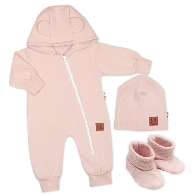 Baby Nellys Rostoucí overal pro miminko, čepice, botky, 3D, růžová, 80/86