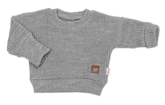 Baby Nellys Rostoucí oversize pletený svetřík pro miminko, šedý vel.  68/74