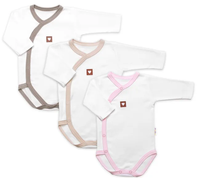 Baby Nellys Rostoucí výhodná sada, 3x Body Nature - růžová/béžová/taupe, vel. 56/62