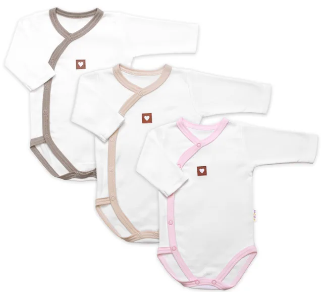 Baby Nellys Rostoucí výhodná sada, 3x Body zap. bokem,růžová/béžová/taupe, vel. 62/68