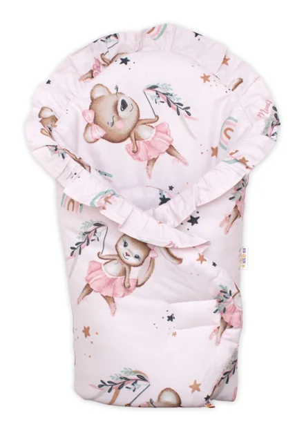 Baby Nellys Sada pro panenku 3D, zavinovovačka, peřinka a polštářek, Little Balerína, růžová