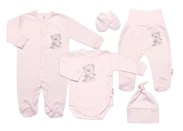 Baby Nellys Soupravička pro miminko, 5D, Little Teddy, růžová, vel. 62