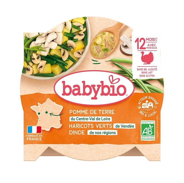 Babybio Brambory a fazolky s krůtími plátky 230 g