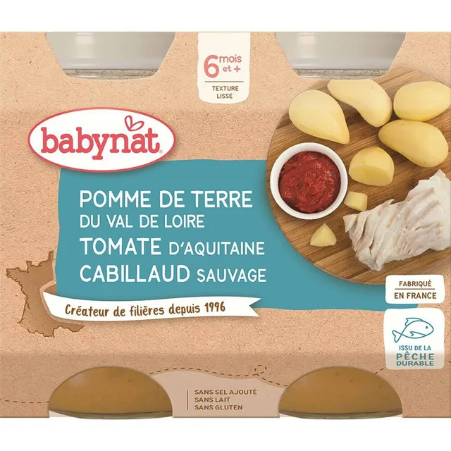 BABYBIO Brambory s Islandskou treskou a rajčatovým pyré 2x200 g